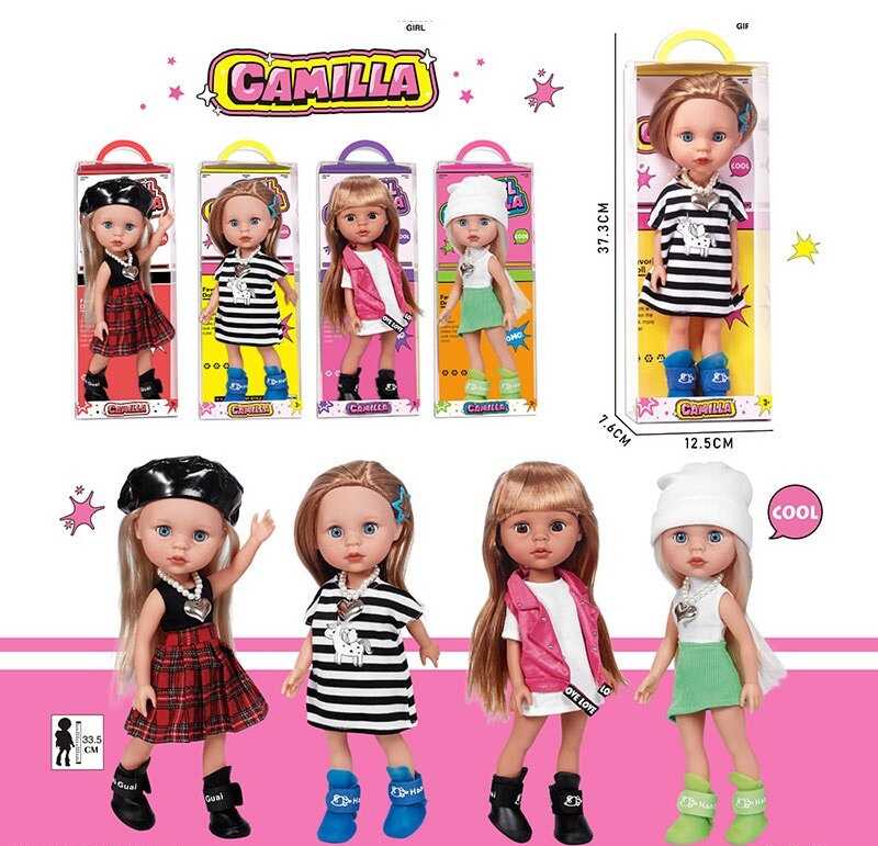 Лялька A 925 B (48/2) 4 види, висота 33.5 см, знімний одяг, рухливі кінцівки, прошите волосся, імітація скляних очей, в коробці, ВИДАЄТЬСЯ ТІЛЬКИ МІКС ВИДІВ