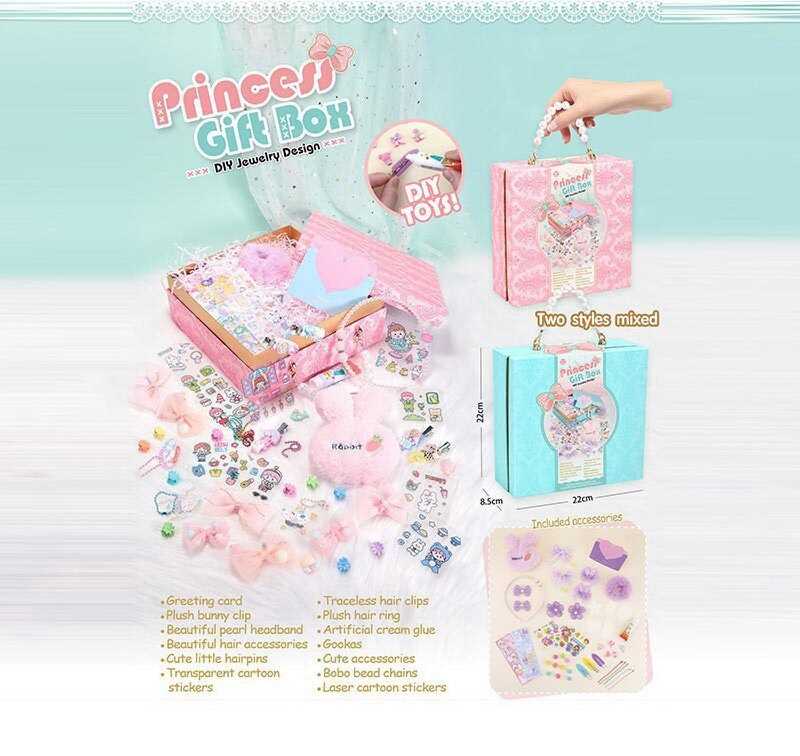 Набір аксесуарів ZD 110 (24/2) 2 види, конверт, наліпки, обруч, шпильки, в боксі