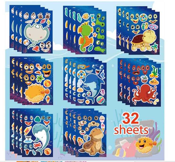 Наліпки M 50537 (150) “Морські мешканці”, 32 штуки, в пакеті 