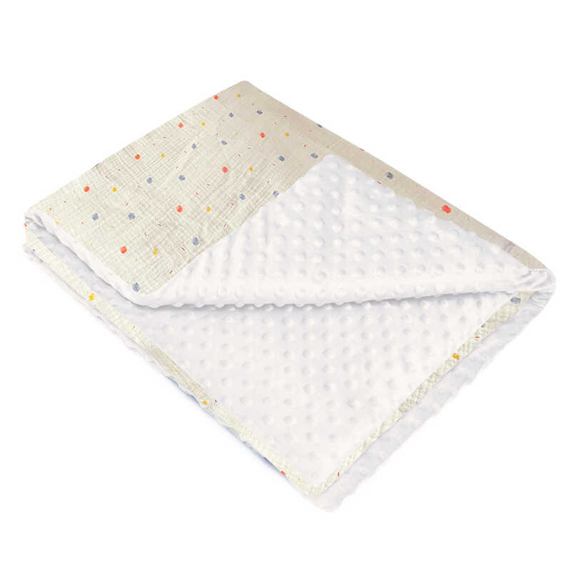 гр Плед літній для немовлят 89729 (1) тканина ПЛЮШ МІНКІ, МУСЛІН, розмір 100*70 см "Bimbo"