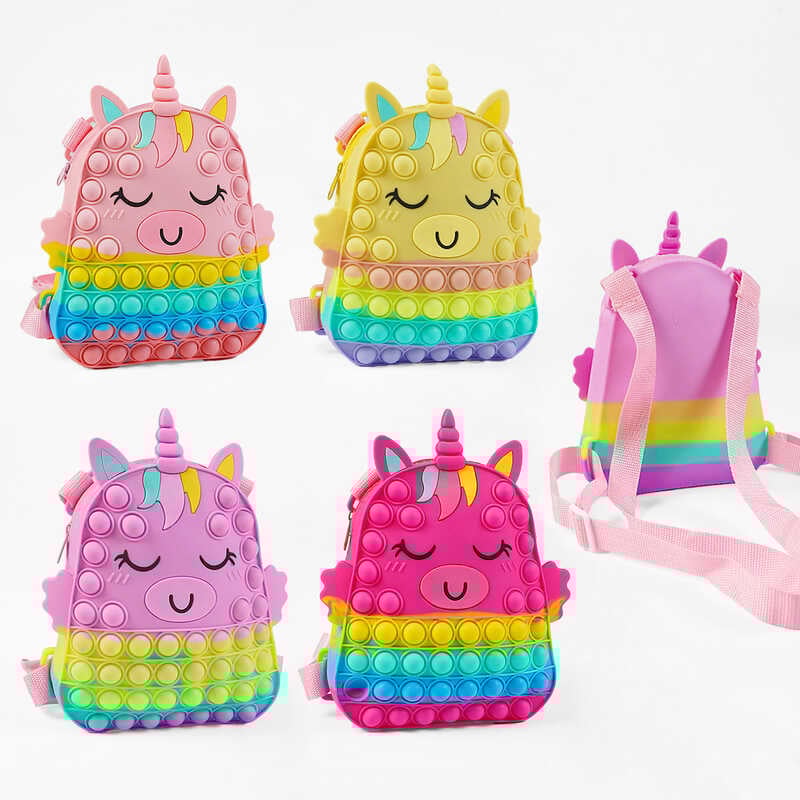 Рюкзак C 69425 (60) “Єдиноріг”, поп іт, висота 32 см, регульовані лямки, в пакеті, ВИДАЄТЬСЯ ТІЛЬКИ МІКС ВИДІВ