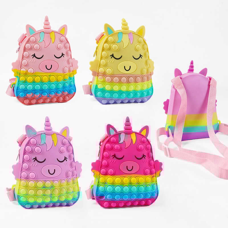 Рюкзак C 69426 (80) “Єдиноріг”, поп іт, висота 27 см, регульовані лямки, в пакеті, ВИДАЄТЬСЯ ТІЛЬКИ МІКС ВИДІВ