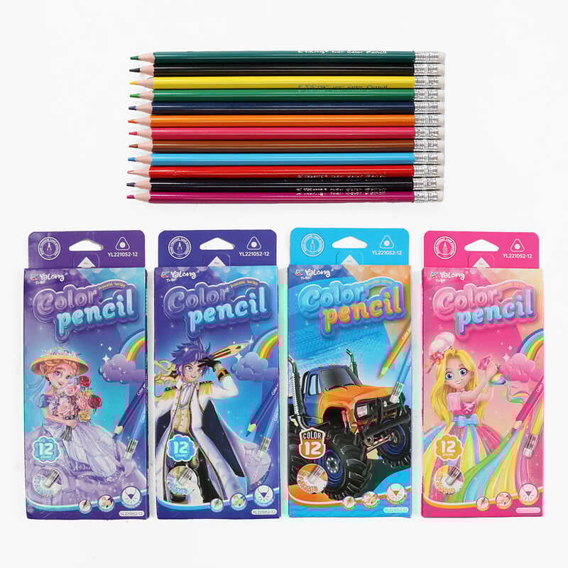 Олівці C 72682 (240) 4 види, 12 штук, зі стирачками, в коробці, ВИДАЄТЬСЯ ТІЛЬКИ МІКС ВИДІВ