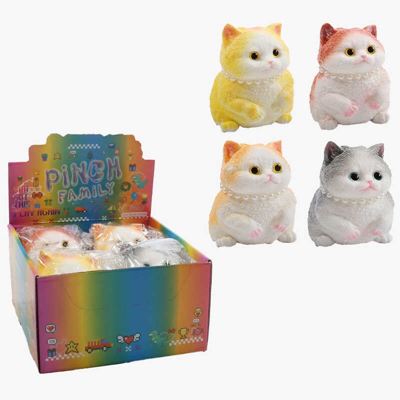 Гра антистрес C 72098 (12) ЦІНА ЗА 4 ШТУКИ В БЛОЦІ, “Кошеня”, висота: 13 см, в коробці