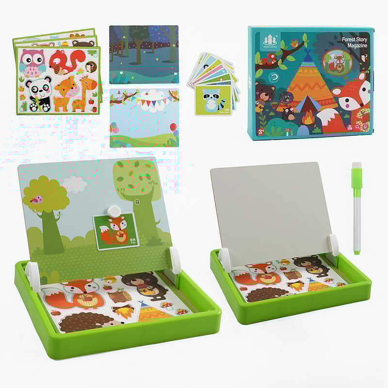 Магнітні пазли C 52500 (28) дерев’яна дошка, маркер, картки, магніт, назви англійською мовою, в коробці