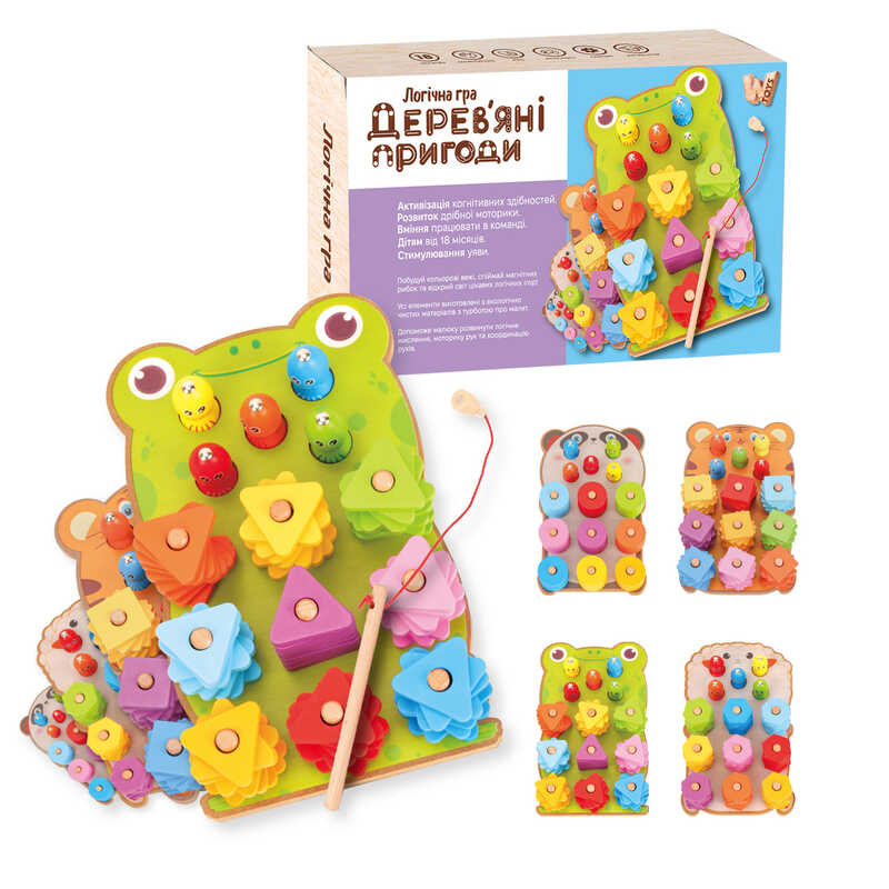 Магнітна риболовля 44120 (36) "WToys", дерев’яна, фігури, магнітна вудочка та рибки, в коробці, ВИДАЄТЬСЯ ТІЛЬКИ МІКС ВИДІВ