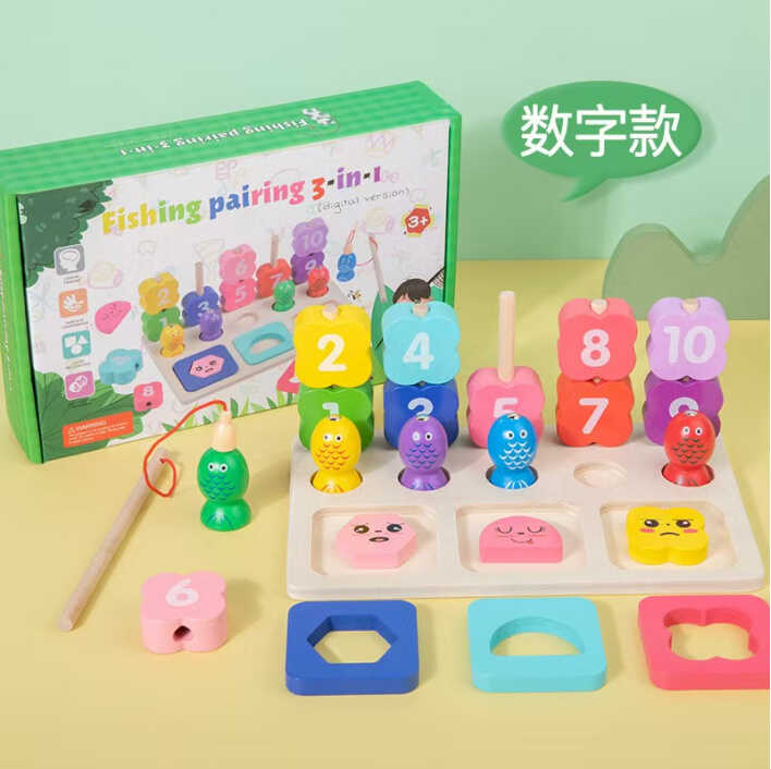 Логічна гра C 73331 (36) дерев’яна, вкладиші, пірамідки, магнітна риболовля, в коробці