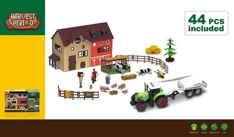 Набір фермера 550-32 K (12) 44 елементи, трактор, підсвіч., звук, інерція, цистерна, стайня, фігурка фермера, фігурки тварин, декорації, в коробці
