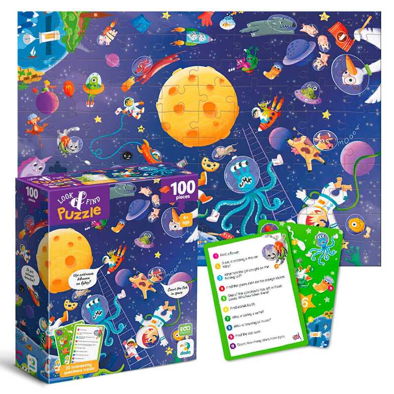 гр Пазл "Шукай та знаходь. Шалений космос" 300668 (24) "DoDo", 100 елементів, 33х47 см, в коробці