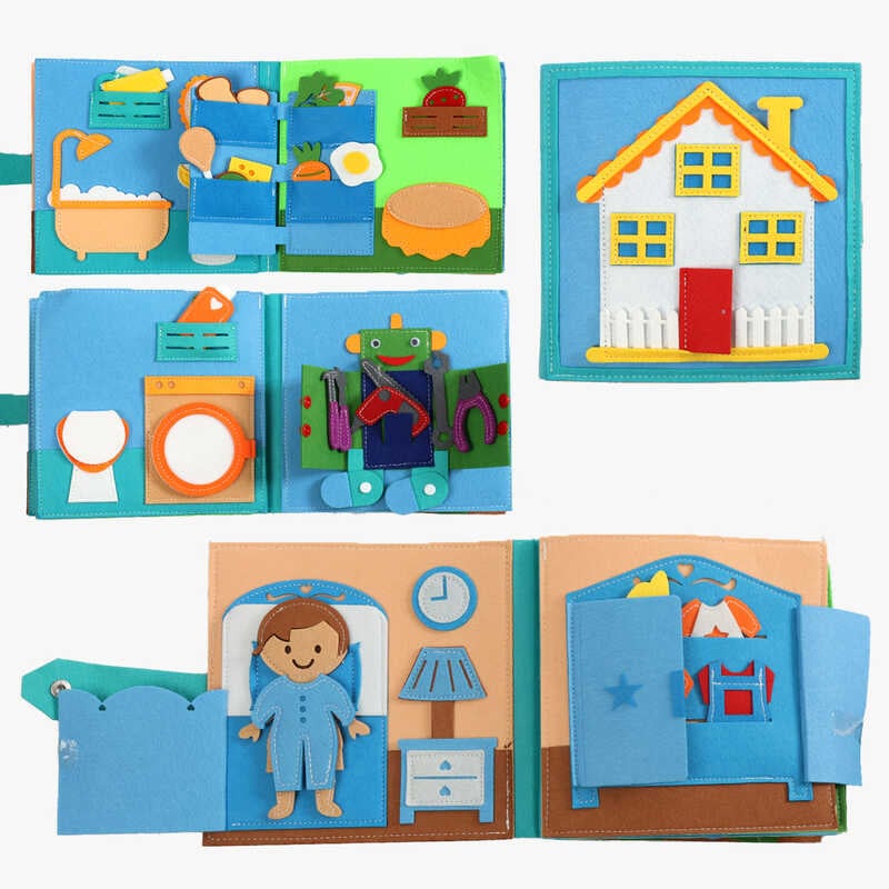 Логічна книжка-бізіборд C 73095 (32) фетрова, одяг, їжа, інструменти, динозаври, посуд, в пакеті