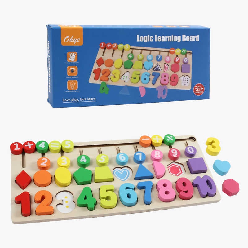 Логічна дошка C 74280 (36) дерев`яна, лабіринт, цифри, форми, в коробці