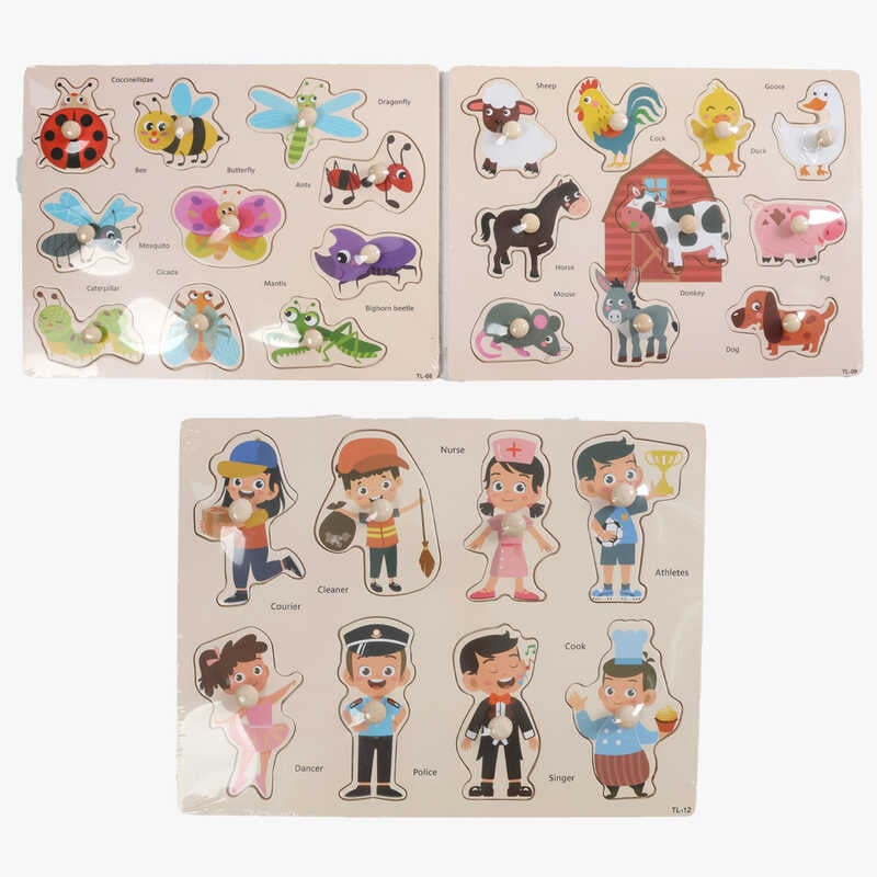 Пазл-вкладиші C 74281 (100) дерев`яні, у плівці, ВИДАЄТЬСЯ МІКС ВИДІВ