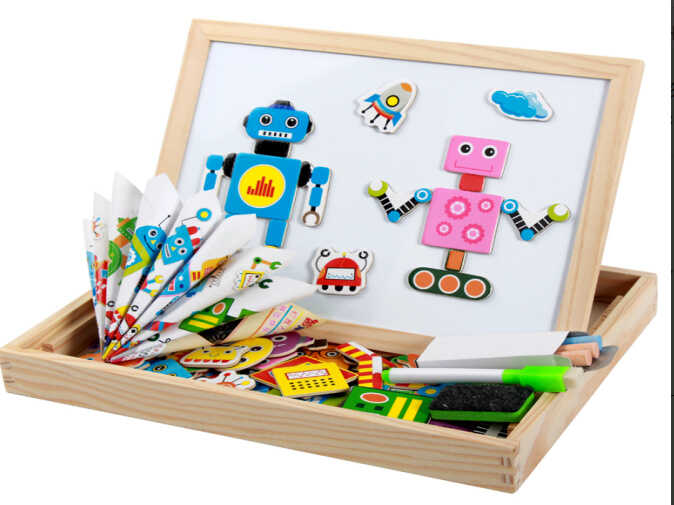 Магнітна гра C 73982 (36) “Роботи”, дерев’яна, магнітні пазли, дошка пиши-стирай, в коробці