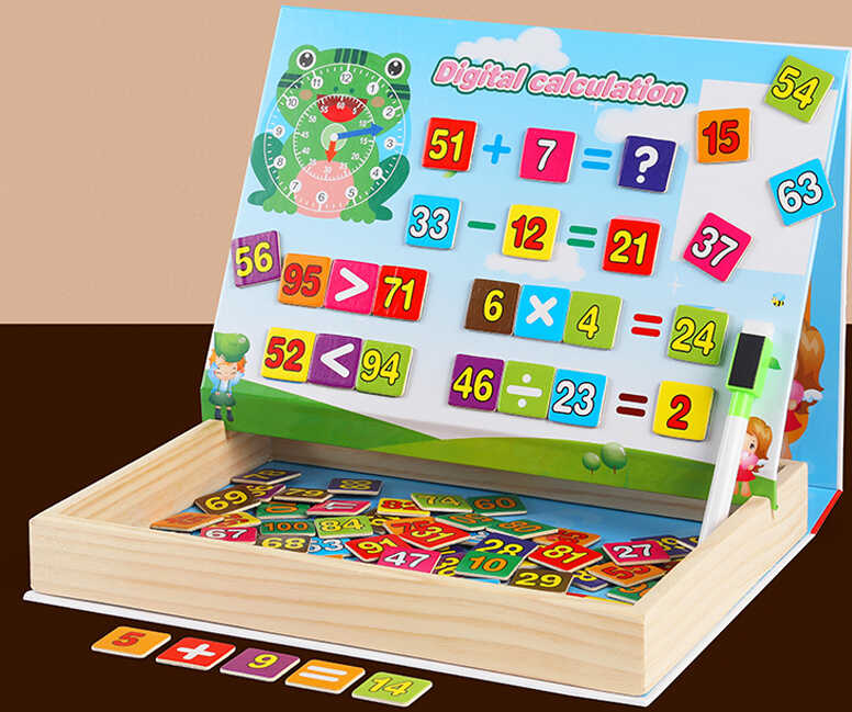 Магнітна гра C 74018 (32) дерев’яна, магнітні цифри, дошка пиши-стирай, в коробці