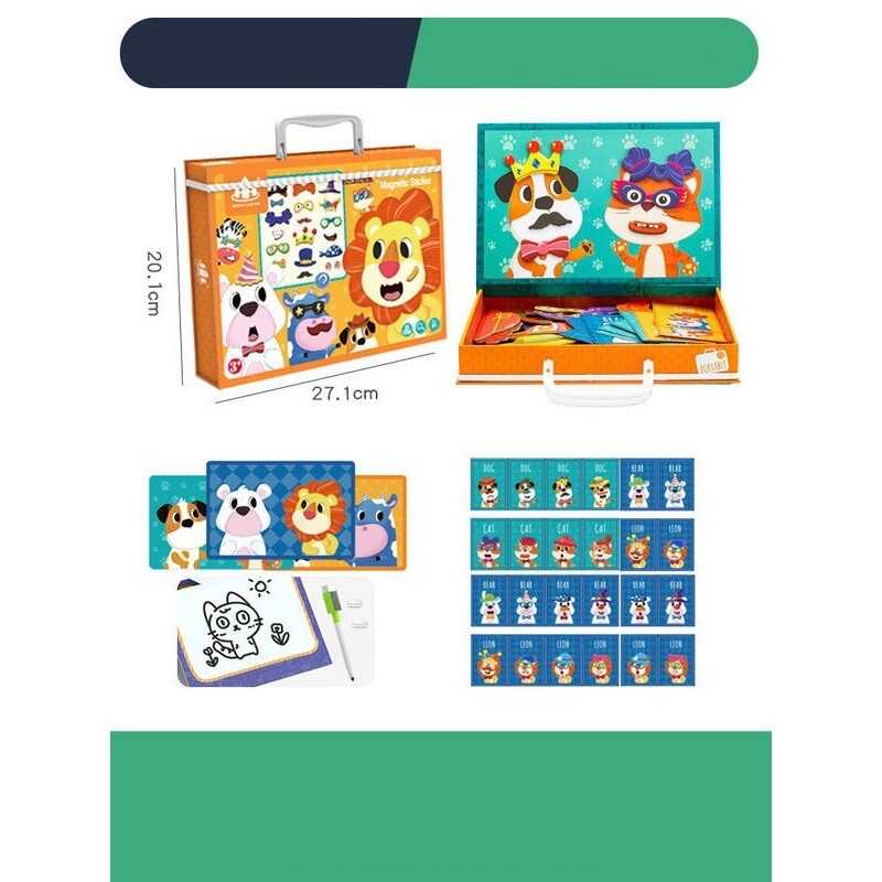 Магнітна гра С 74456 (36) “Тварини”, картки із завданнями, дошка пиши-стирай, в коробці