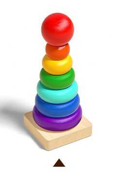 Пірамідка C 74196 (200)  дерев’яна, кільця, кольори, в плівці