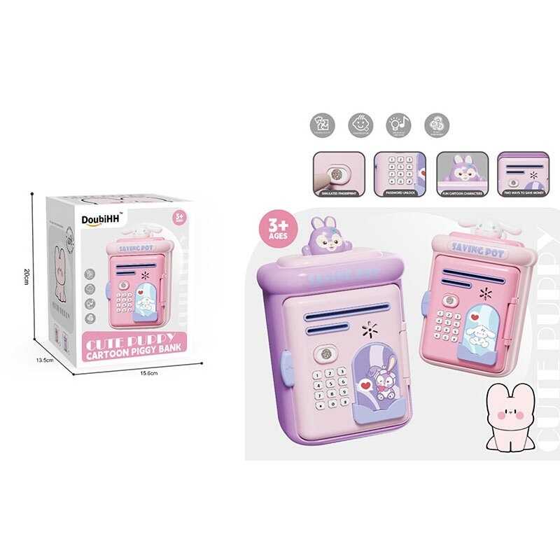 Сейф 1026-98 (48) 2 види, герой, озвучення англійською мовою, імітація відбитку пальця, режими: тваринки, музика, музичні інструменти, назви рідних, отвори для купюр і монет, в коробці