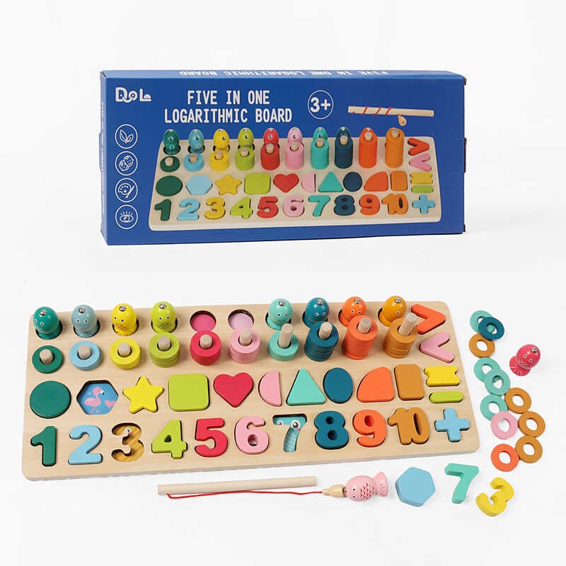 Логічна дерев’яна дошка C 74212 (24) дерев’яна, геометричний сортер, цифри, магнітна риболовля, в коробці