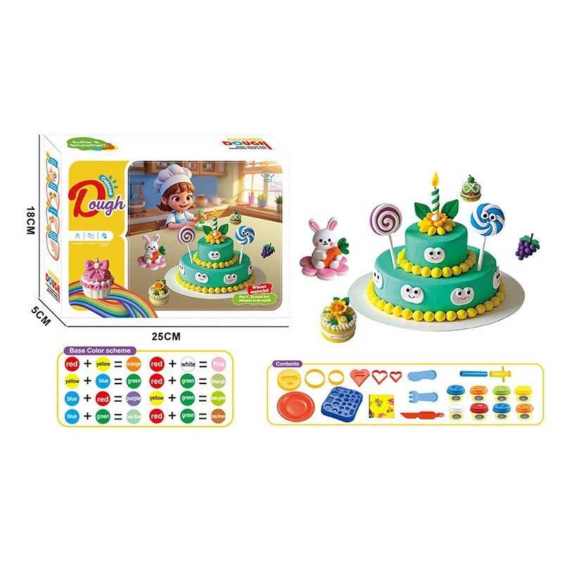 Тісто для ліплення 9014 (72/2) екструдер, 8 кольорів тіста, фігурні форми, тарілочка, 2 ножі, виделка, в коробці