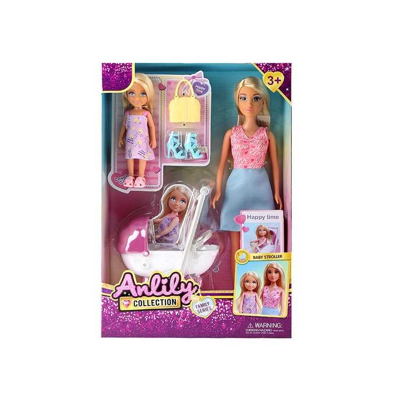 Лялька 616321 (24) висота: 30 см, голова та руки: гума, тіло та ноги: пластик, знімний одяг та взуття, маленька лялька: 12 см, візочок, в коробці