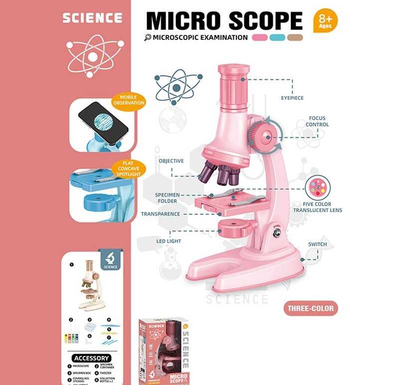 Мікроскоп 2501 A (72) 3 кольори, в коробці, ВИДАЄТЬСЯ ТІЛЬКИ МІКС ВИДІВ