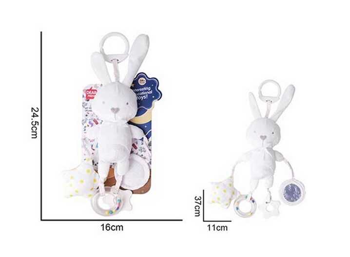 Брязкальце 688 M62 (120) "Зайченя", мелодія вітру, пискавка, гумовий прорізувач, підвіска з кульками, дзеркальце, на листі