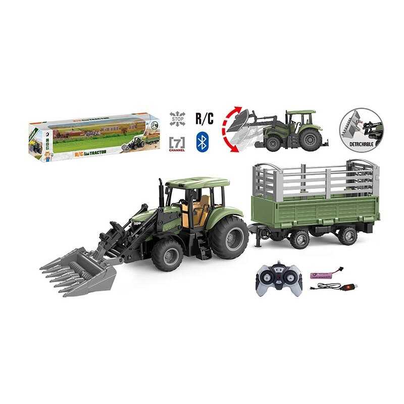 Трактор на радіокеруванні 1908-2 AT (15) підіймання навісного обладнання, керування з додатка, Bluetooth, акум. 3.7 V, пульт, гумові шини, в коробці
