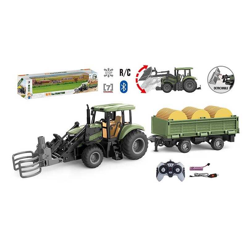 Трактор на радіокеруванні 1908-7 AT (15) підіймання навісного обладнання, керування з додатка, Bluetooth, акум. 3.7 V, пульт, гумові шини, в коробці