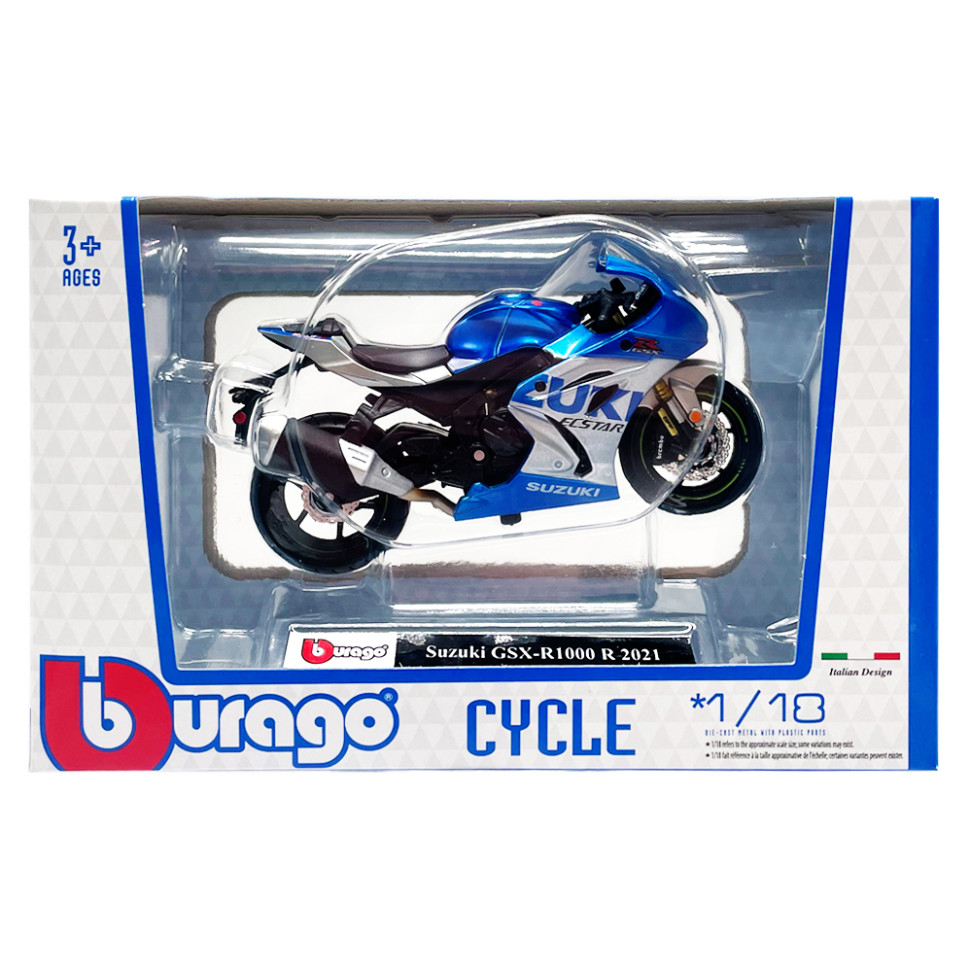 Дитяча модель Мотоцикла "Suzuki GSX-R1000 R 2021" Bburago 18-51030-13 масштаб 1:18..3
