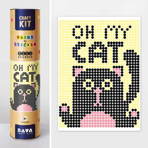 Картина за номерами з наклейками "Кот"