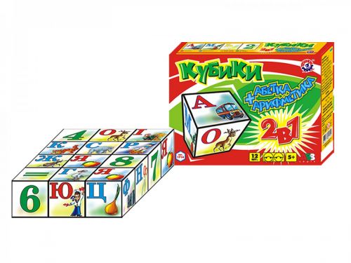 Кубики "Арифметика + Азбука ТехноК", 12 кубиків