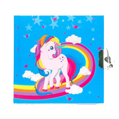 Блокнот на замочці "Єдиноріг з веселкою", блакитний