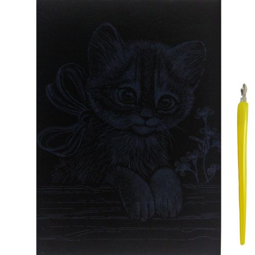 Гравюра "Silver Metallic: Кошеня з бантиком" (А5) Економ