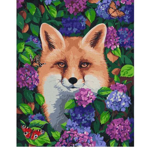 Картина за номерами "Лисиця у гортензії" ★★★★★