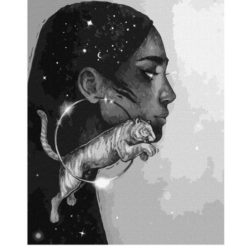 Картина за номерами "Сузір'я тигра з фарбами металік" ★★★★