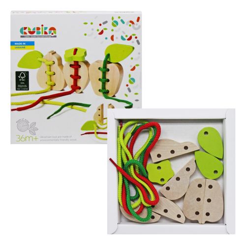 Дерев'яна гра-шнурівка "Фрукти", 9 елем.