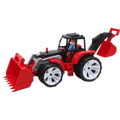 Трактор пластиковий, з двома ковшами (червоний)
