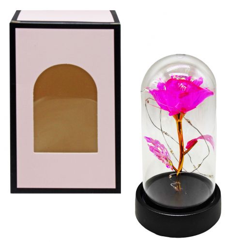 Троянда в колбі, з підсвіткою (малинова)