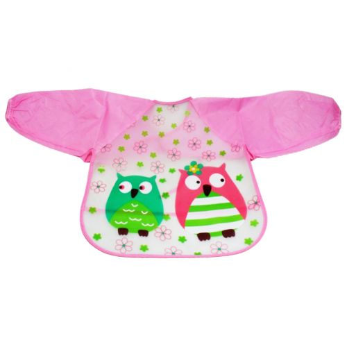 Слюнявчик із рукавами "Сови", рожевий
