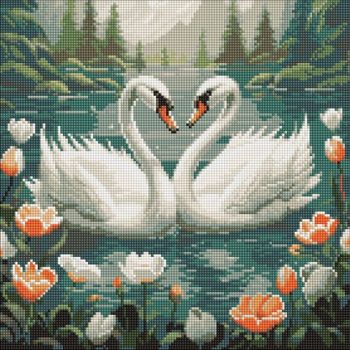 Алмазна мозаїка "Лебедина вірність" 40х40 см