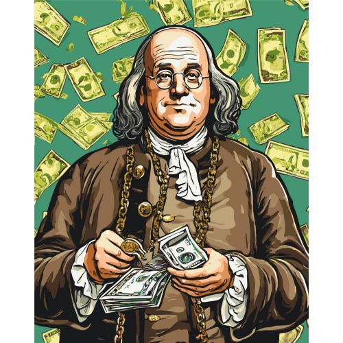 Картина по номерах з фарбами металік "Бенджамін Франклін" 40х50 см