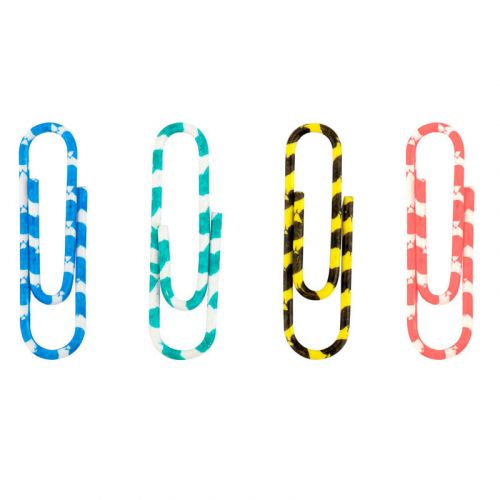 Скріпки кольорові смугасті, 28 мм, 100 шт, пласт. контейнер