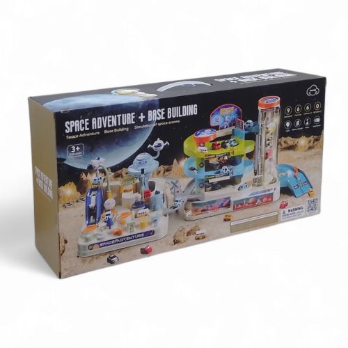 Трек "Космічна станція", підсвічування, весела пісенька, автоматичний підіймач, 6 машинок, важелі та кнопки