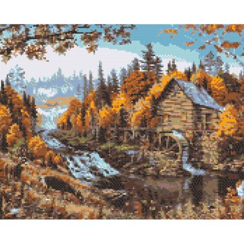 Алмазна мозаїка "Самотній будинок у лісі" 40х50 см