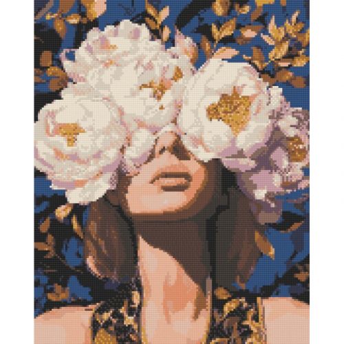 Алмазна мозаїка "Дівчина у квітах"" 40х50 см
