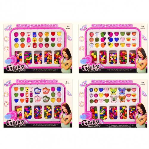 Набір деревʼяного бісеру для плетіння браслетів, мікс видів
