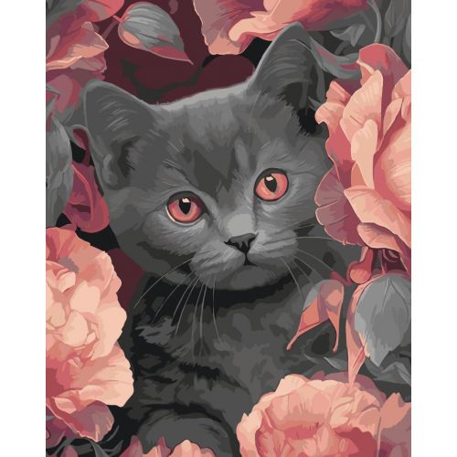 Картина за номерами "Сірий котик" 40х50 см