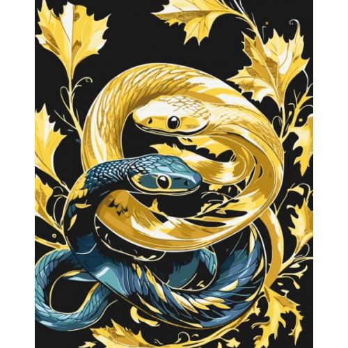 Картина по номерах з фарбами металік "Рік змії. Інь та Янь" 40х50 см
