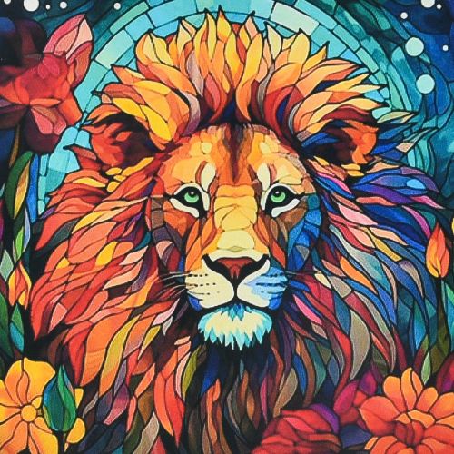 Алмазна мозаїка (не повна викладка) "Вітражна могутність" 30х30 см