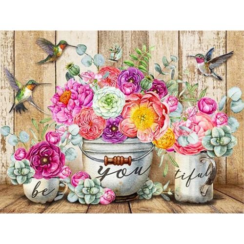 Алмазна мозаїка "Фіолетова естетика квітів", 30х40 см